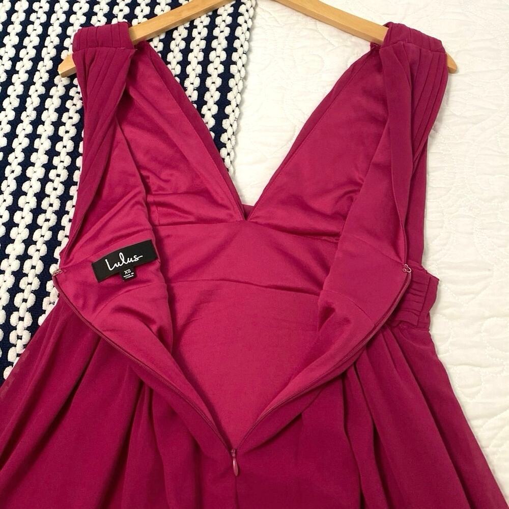 Lulu’s Womens Heavenly Hues Magenta Maxi Dress Deep V Evening Formal Prom XS - Picture 8 of 10